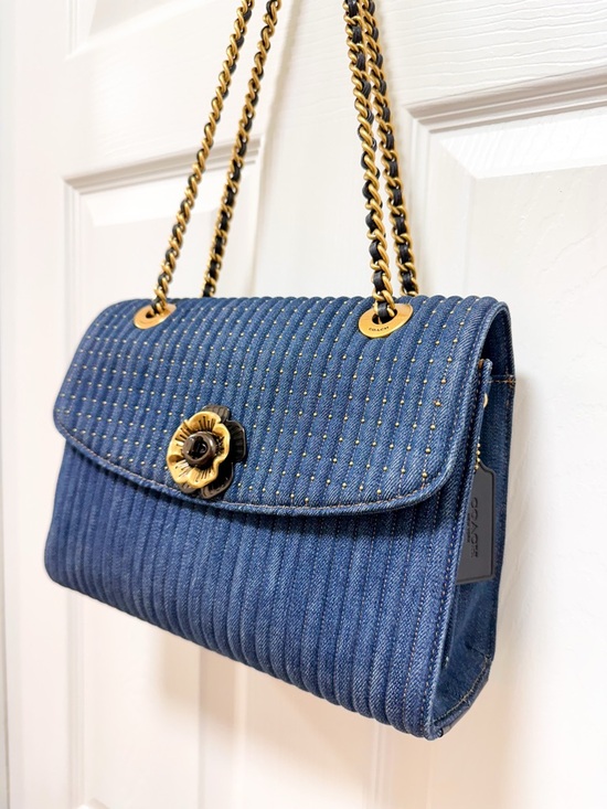 Coach Parker Denim Quilted Tea Rose Turnlock Shoulder Bag main image 8